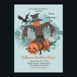 Scary Scarecrow Halloween Party Invitation<br><div class="desc">A Halloween party invitation with a scary scarecrow, pumpkins and a crow (Pix). The card is easy to customise with your wording, font, font colour, paper shape options and choice of six paper types.Not exactly what you're looking for? All our products can be custom designed to meet your needs at...</div>