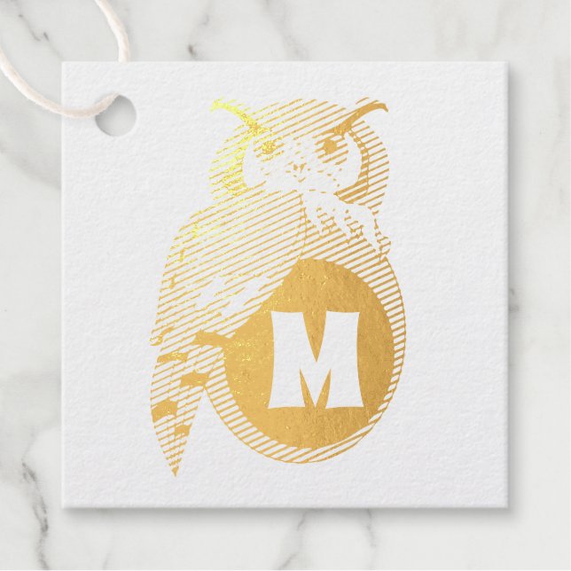 Scary Scop Owl Monogram Favour Tags (Front)