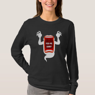 Scary Screaming Ghost Shouting Feed Me Candy For H T-Shirt