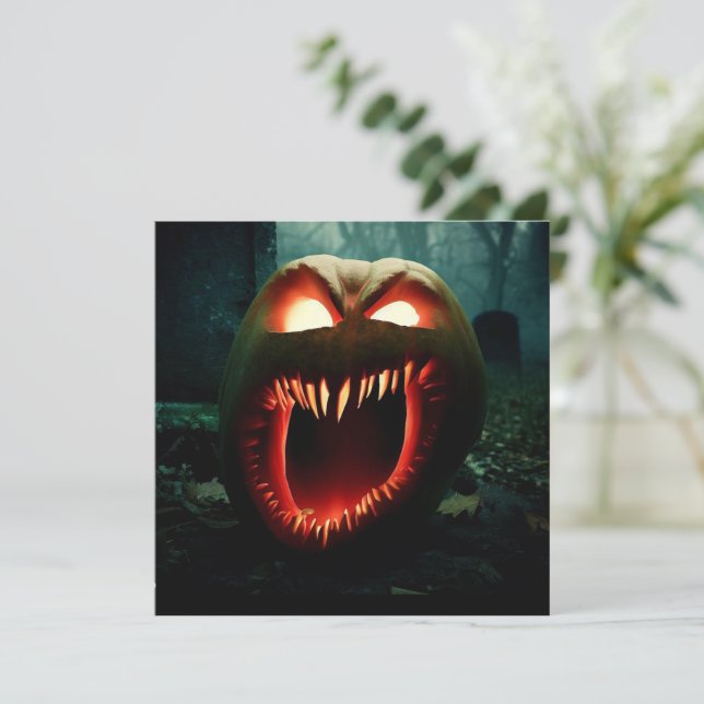 Scary Screaming Pumpkin Invitation (Standing Front)