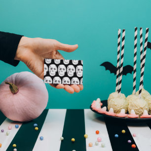 Scary Scull Black & White Pattern Happy Halloween Business Card