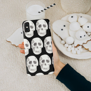 Scary Scull Black & White Pattern Happy Halloween Case-Mate iPhone Case