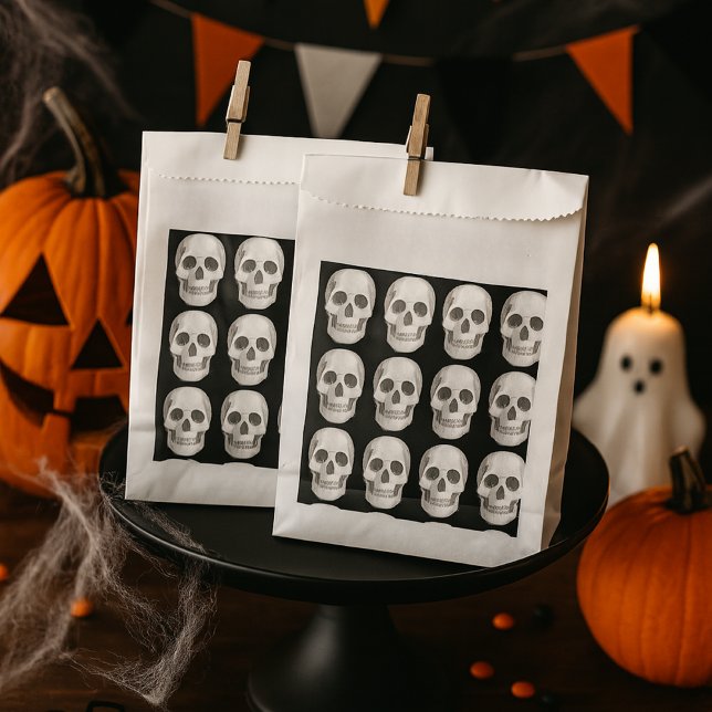 Scary Scull Black & White Pattern|Happy Halloween Favour Bags (Creator Uploaded)