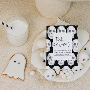 Scary Scull Trick or Treat   Halloween Party    Invitation