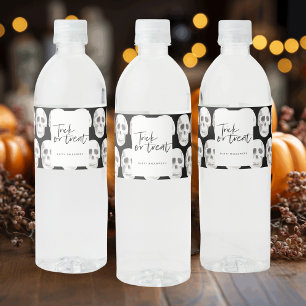 Scary Scull Trick or Treat   Halloween Party    Water Bottle Label