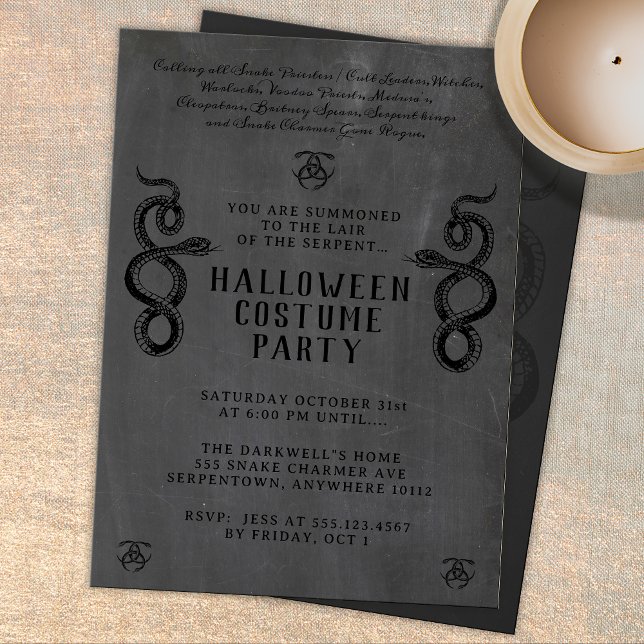 Scary Serpent Adult Halloween Party  Invitation (Creator Uploaded)