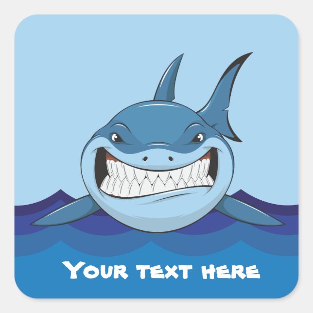 Scary shark add text Square Sticker (Front)