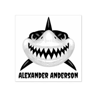 Scary Shark Name Plate Personalise Rubber Stamp