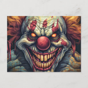Scary Sideshow Circus Clown Illustration Postcard