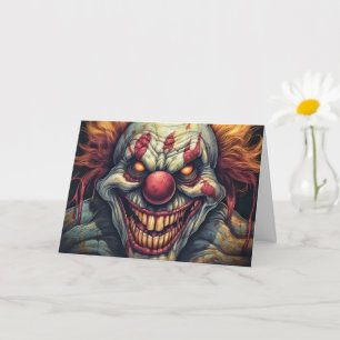 Scary Sideshow Circus Funhouse Clown Halloween Card