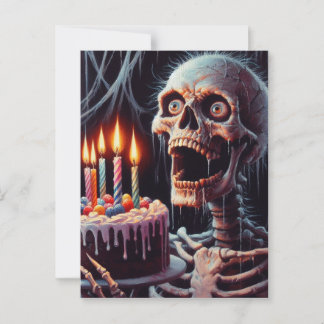 Scary Skeleton Birthday Folded Greeting Card