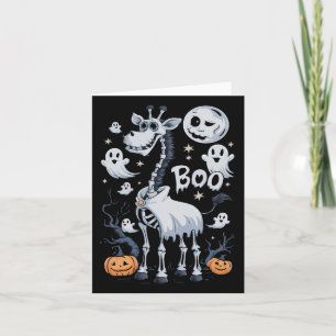 Scary Skeleton Giraffe In Ghosts Halloween  Card