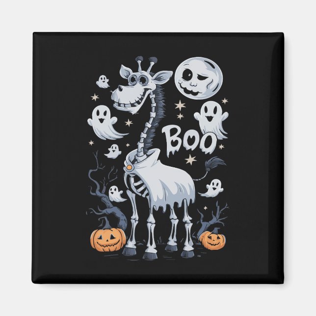 Scary Skeleton Giraffe In Ghosts Halloween  Magnet (Front)