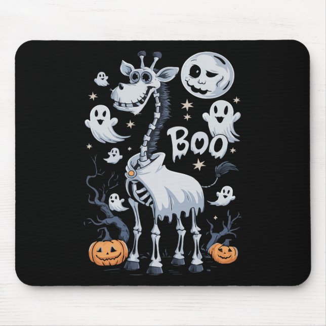 Scary Skeleton Giraffe In Ghosts Halloween  Mouse Pad (Front)
