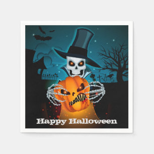 Scary Skeleton Halloween Party Napkin