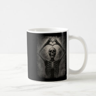Scary Skeleton Hands Heart Sign Funny Halloween Co Coffee Mug