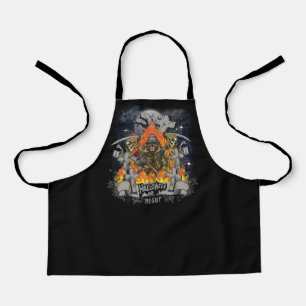 Scary Skeleton In Night Halloween Apron