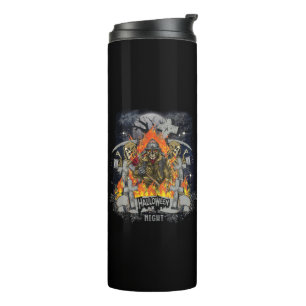 Scary Skeleton In Night Halloween Thermal Tumbler