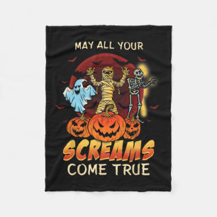 Scary Skeleton Monsters Ghost Funny Lazy Creepy Ha Fleece Blanket