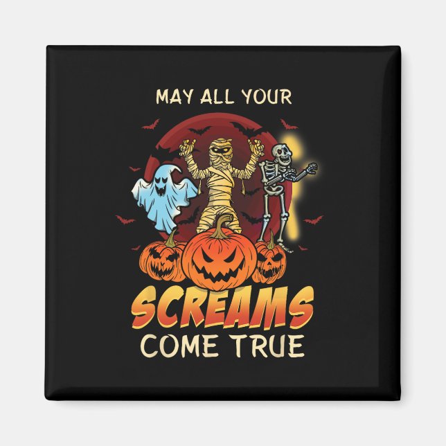 Scary Skeleton Monsters Ghost Funny Lazy Creepy Ha Magnet (Front)