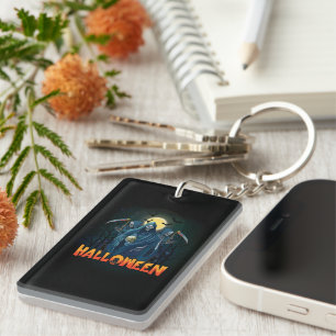 Scary Skeleton Night Halloween, My Halloween Mood. Key Ring