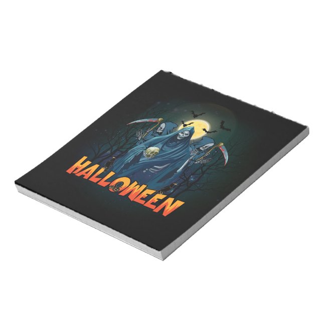 Scary Skeleton Night Halloween, My Halloween Mood. Notepad (Rotated)