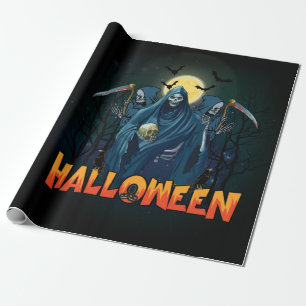 Scary Skeleton Night Halloween, My Halloween Mood. Wrapping Paper