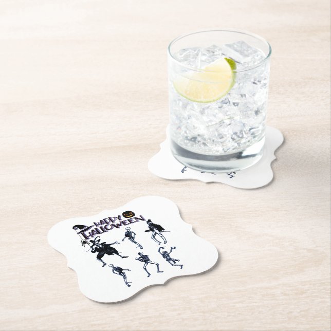 Scary Skeletons Party Paper Coaster (Insitu)
