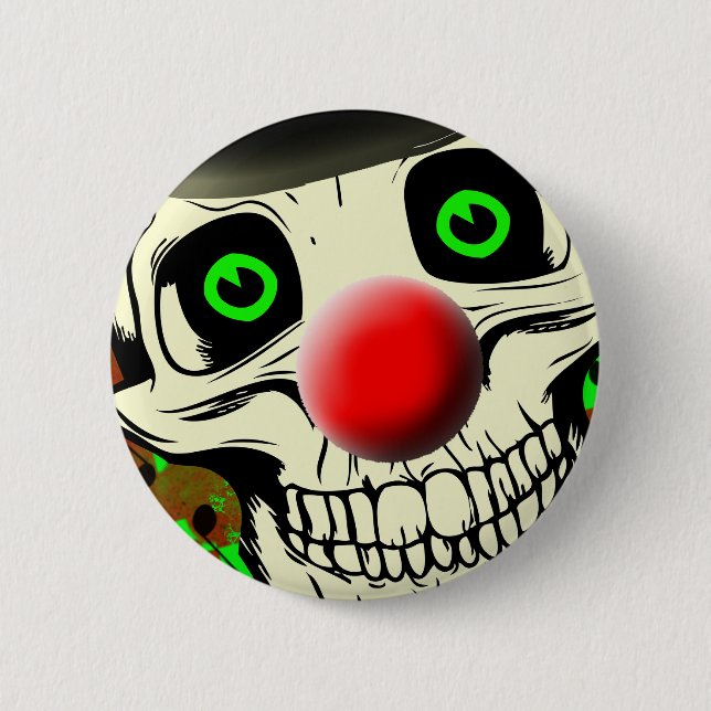 Scary Skull Clown Face Button (Front)