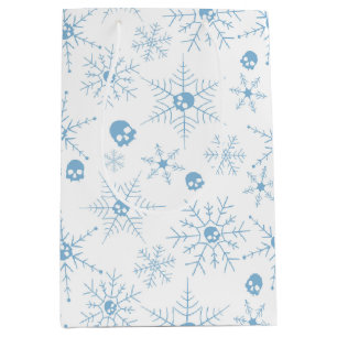 Scary skull Creepmas Christmas Snowflakes Medium Gift Bag
