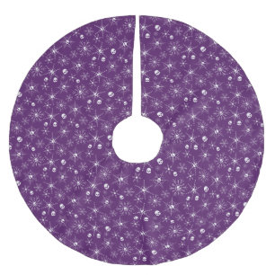 Scary skull Creepmas Christmas Snowflakes purple Brushed Polyester Tree Skirt