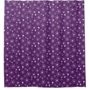 Scary skull Creepmas Christmas Snowflakes purple Shower Curtain