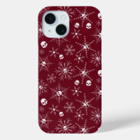 Scary skull Creepmas Christmas Snowflakes red