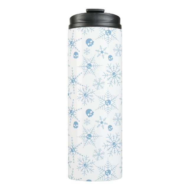 Scary skull Creepmas Christmas Snowflakes white Thermal Tumbler (Front)