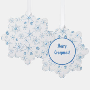 Scary skull Creepmas Christmas Snowflakes white Tree Decoration Card