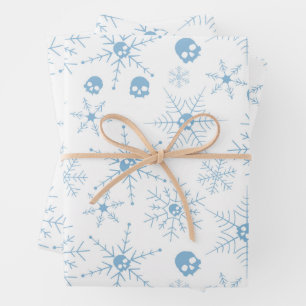 Scary skull Creepmas Christmas Snowflakes white Wrapping Paper Sheet