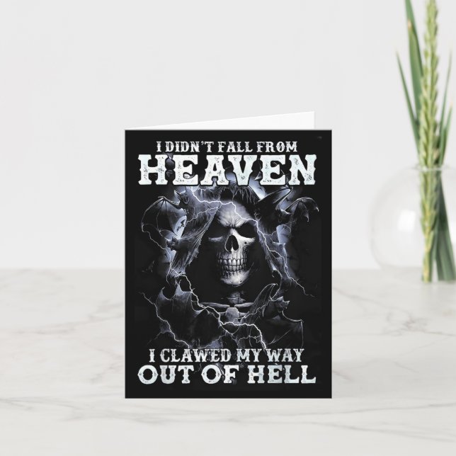 Scary Skull didnt Fall From Heaven Clawed Way Out Card (Front)