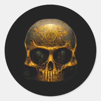 Scary Skull Face For A Creepy Halloween Costume  Classic Round Sticker