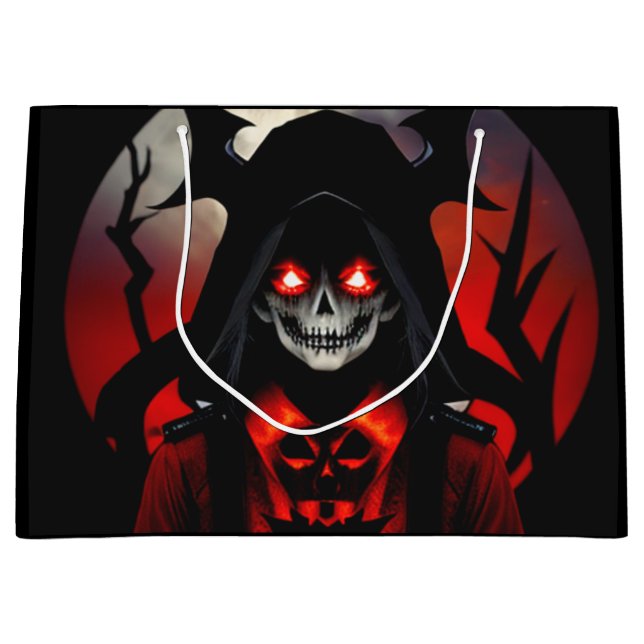 scary skull ghost Halloween Large Gift Bag (Front)