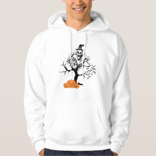 Scary Skull Ghost & Haunted Tree Halloween Hoodie