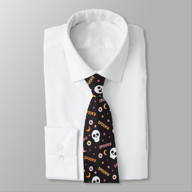 Scary Skull Halloween Black Tie Gothic Costume (Tied)