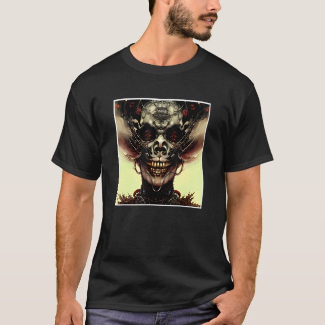 Scary Skull Horror Nightmare Creepy Face Unique Di T-Shirt (Front)