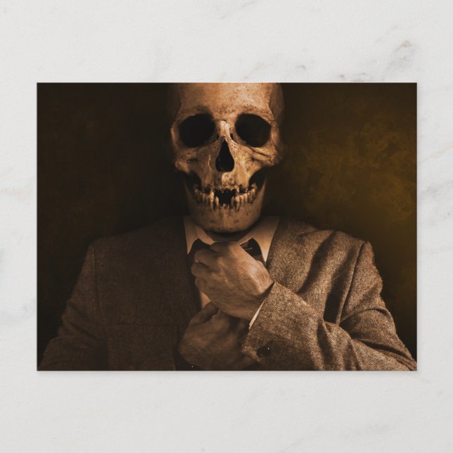 Scary Skull Man in Suit Postcard (Front)