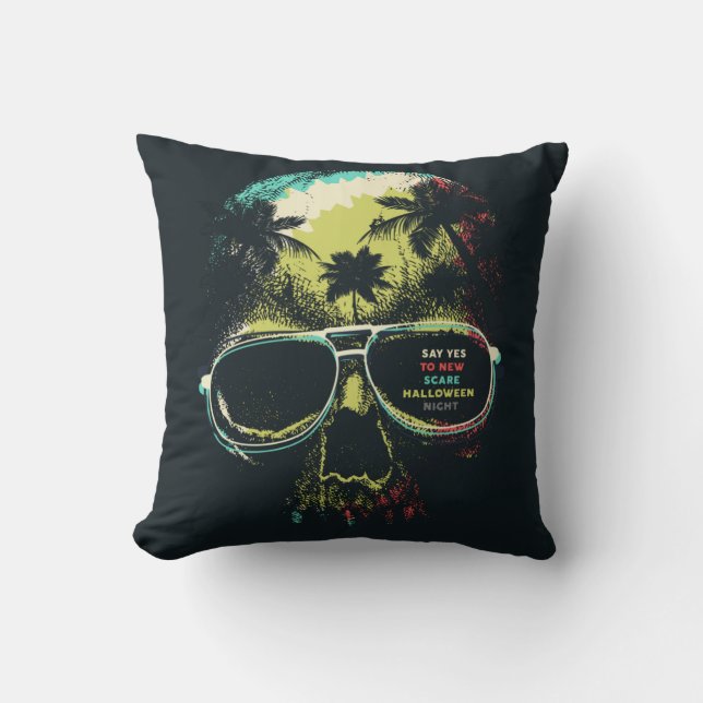 Scary Skull Say Yes to New Halloween Night Cushion (Front)