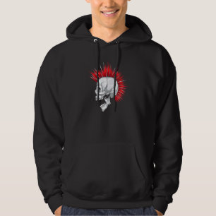 Scary Skull With Red Mohawk Hairstyle Hoodie