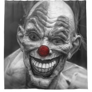 Scary Smiling Clown, Shower Curtain Art