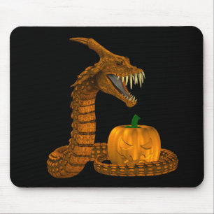 Scary Snake Protecting A Pumpkin Mouse Pad