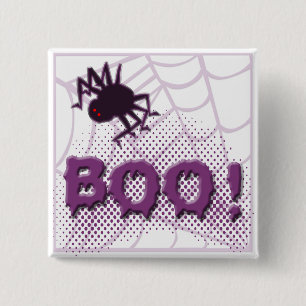 Scary spider 15 cm square badge