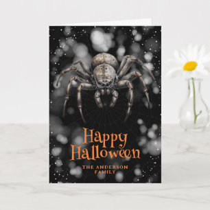 Scary Spider Cobweb Happy Halloween Card