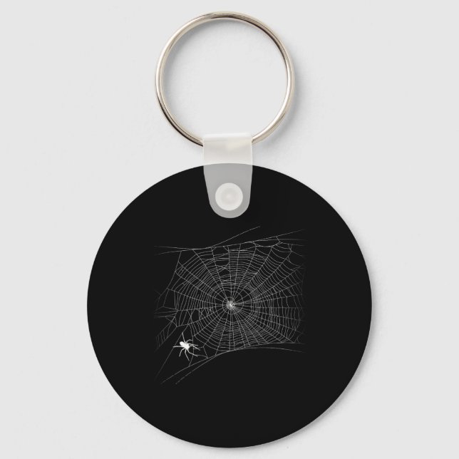 Scary Spider Web - Black Widow Halloween  Key Ring (Front)
